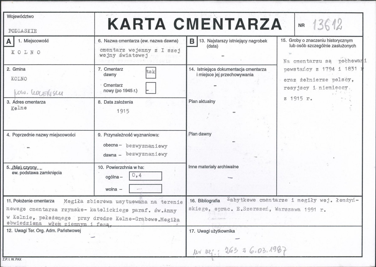 Karta cmentarza, skan nr 1