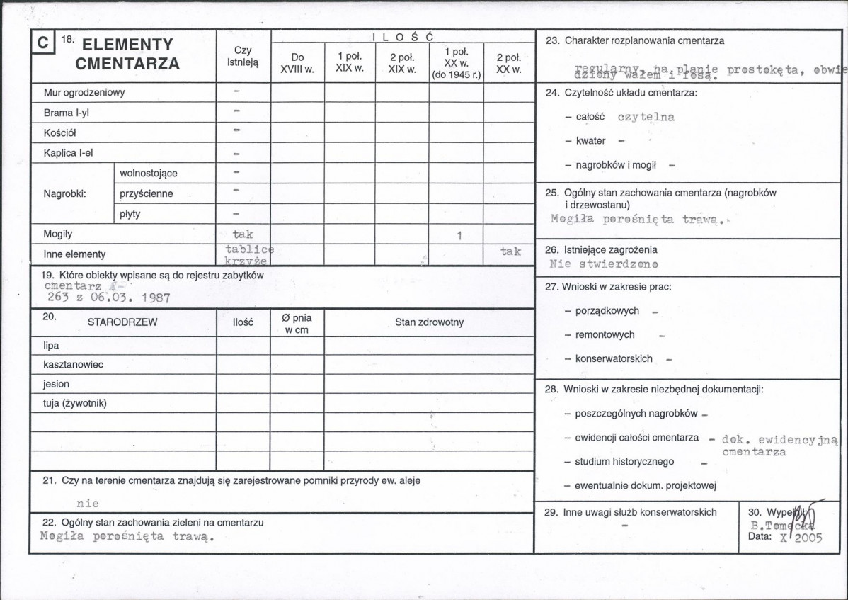 Karta cmentarza, skan nr 2