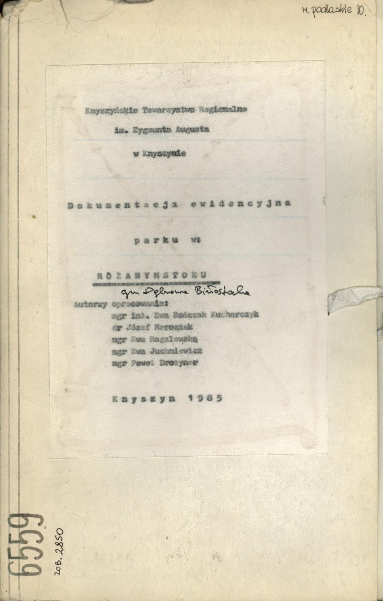 EP - Ewidencja parkowa, skan nr 1