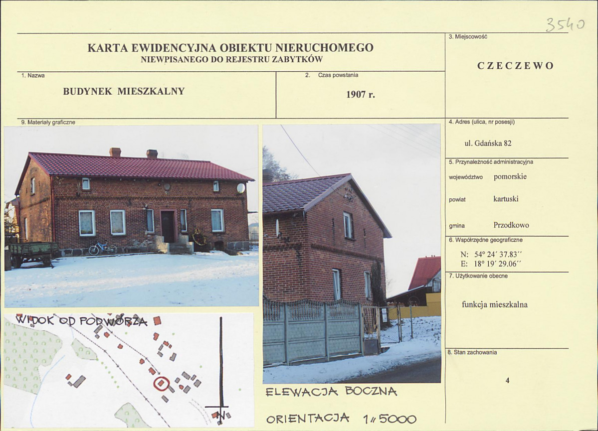 Karta obiektu niewpisanego do rejestru, skan nr 1