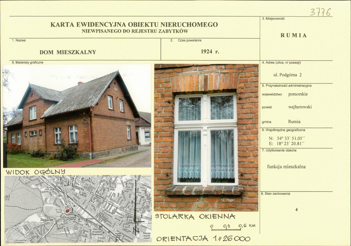 Karta obiektu niewpisanego do rejestru, skan nr 1