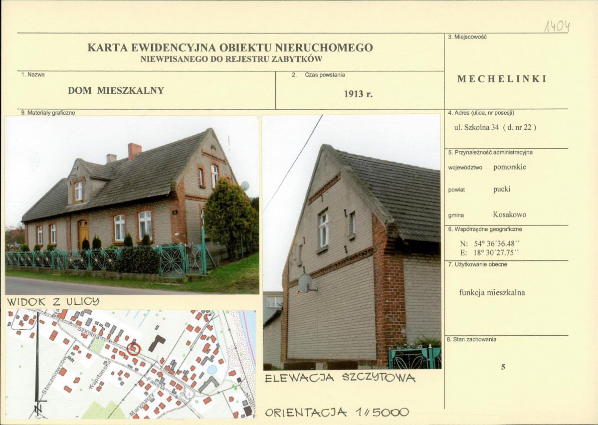 Karta obiektu niewpisanego do rejestru, skan nr 1