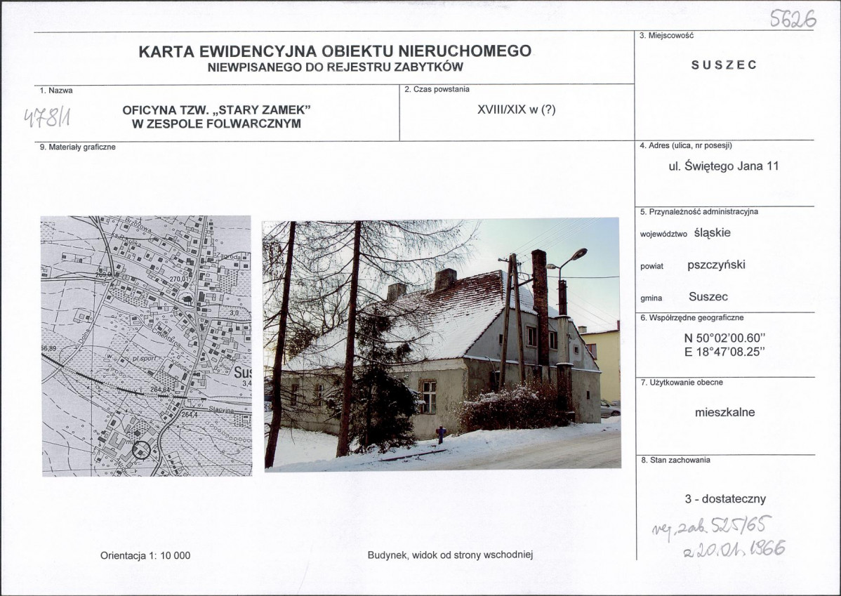 Karta obiektu niewpisanego do rejestru, skan nr 1