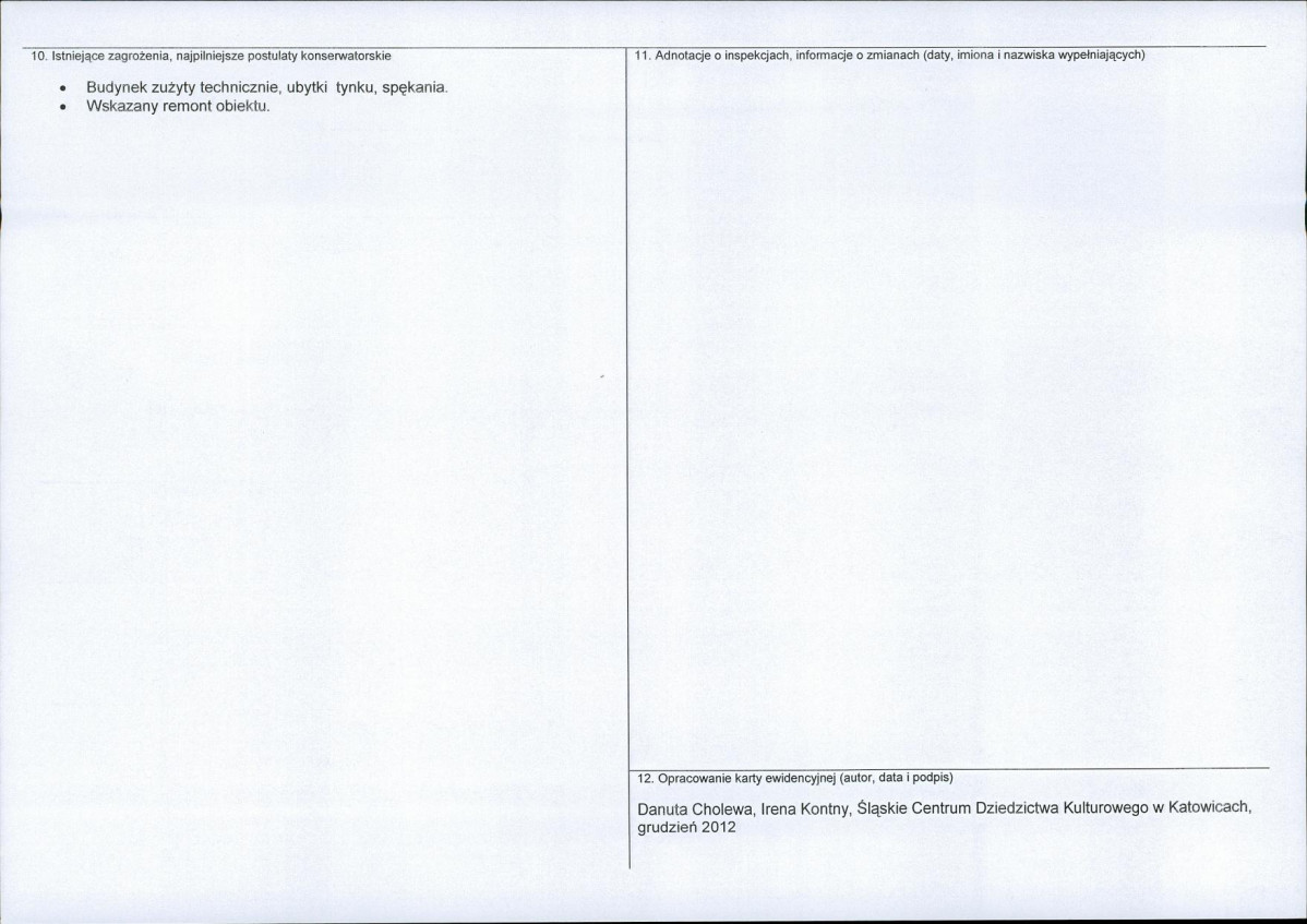 Karta obiektu niewpisanego do rejestru, skan nr 2