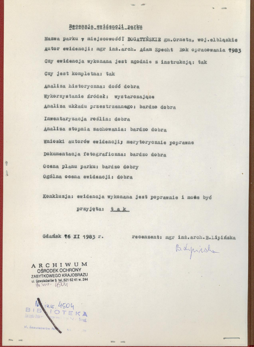 Ewidencja parkowa, skan nr 2