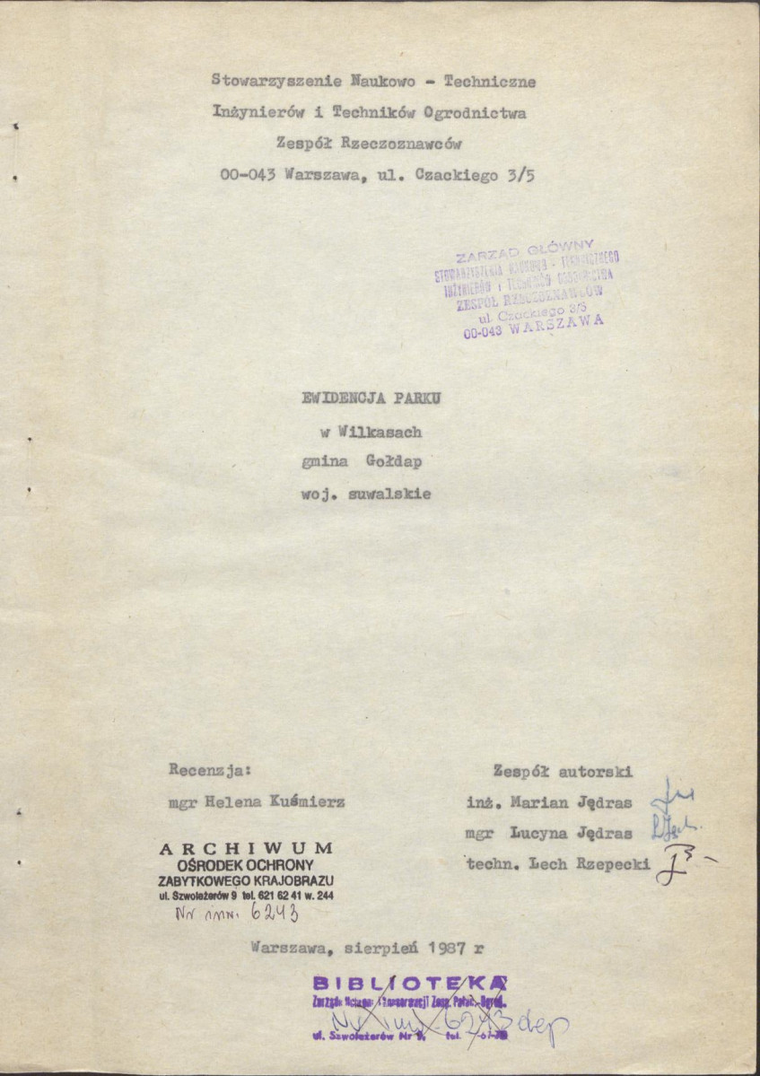 Ewidencja parkowa, skan nr 4