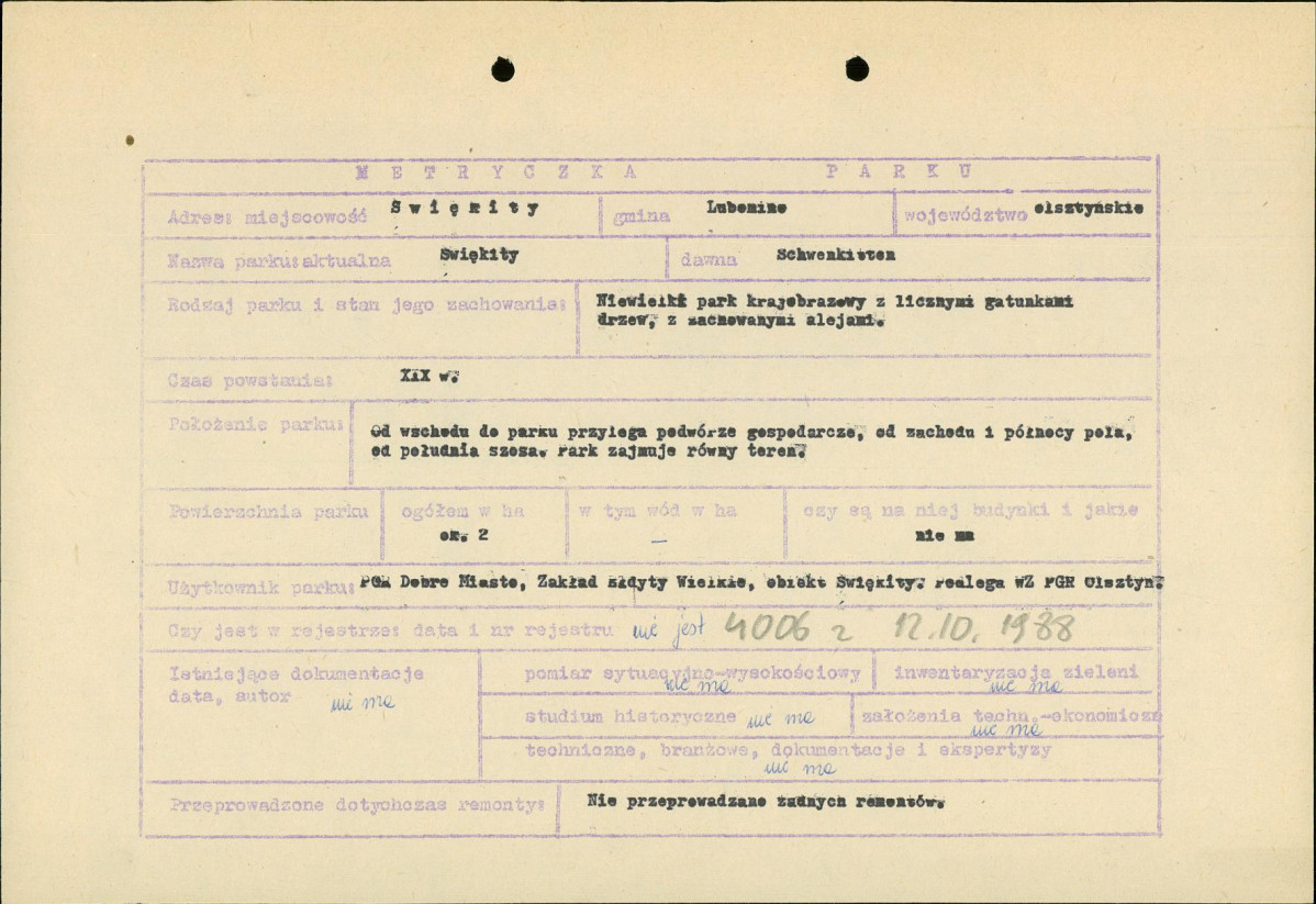 Ewidencja parkowa, skan nr 2