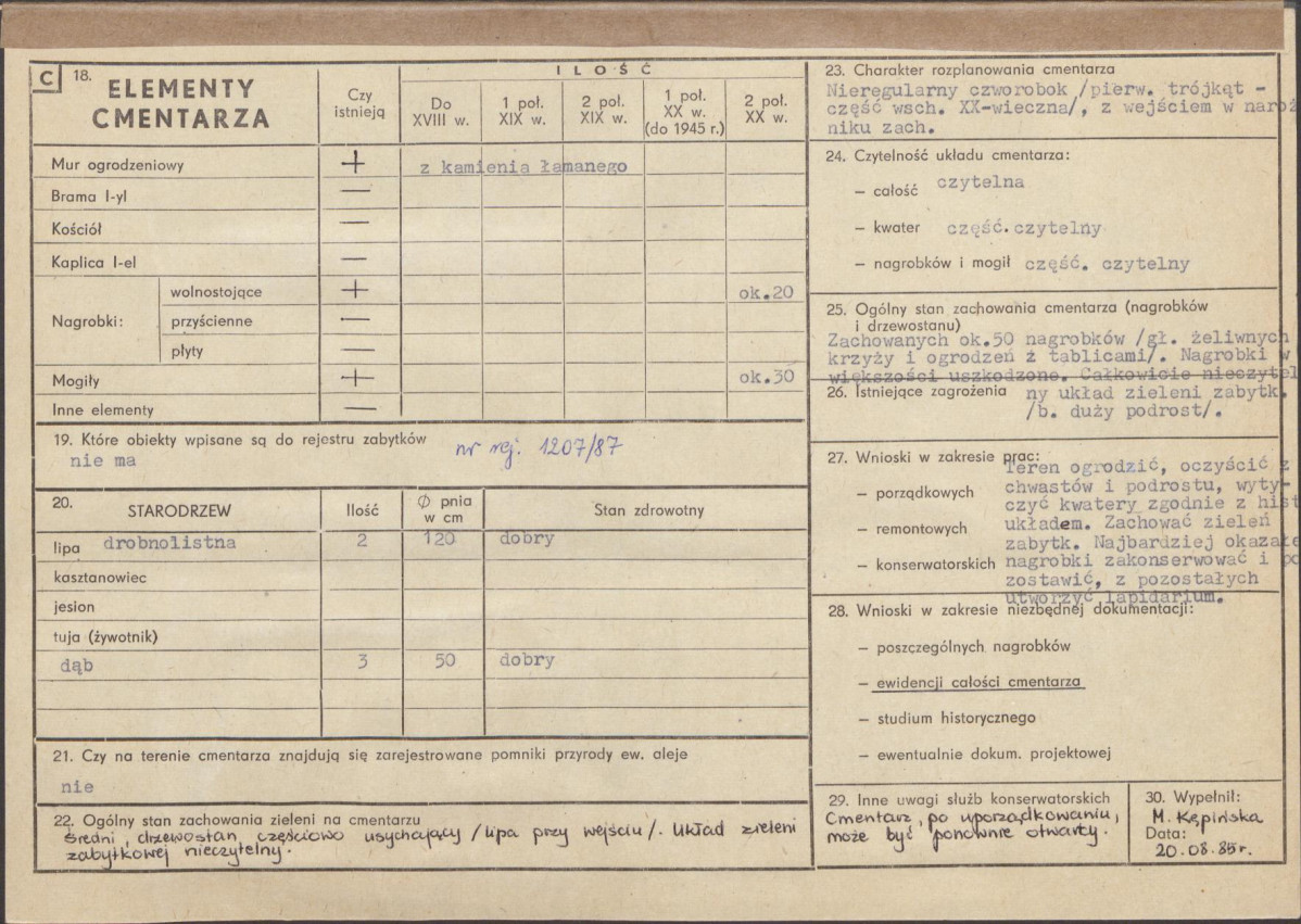 Karta cmentarza, skan nr 2