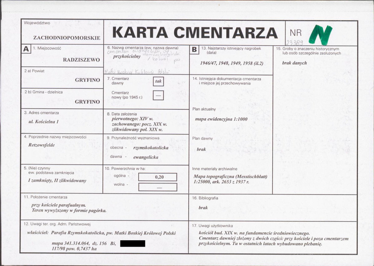KC - Karta cmentarza, skan nr 1