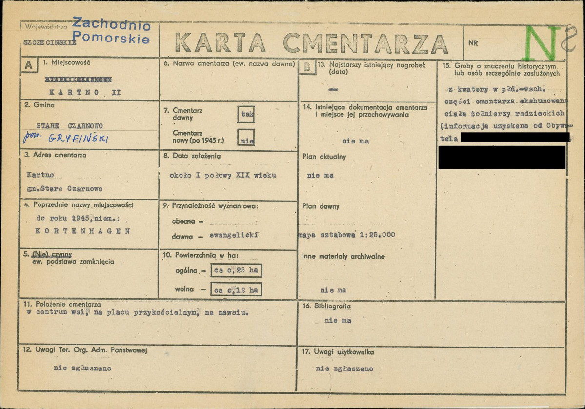 KC - Karta cmentarza, skan nr 1