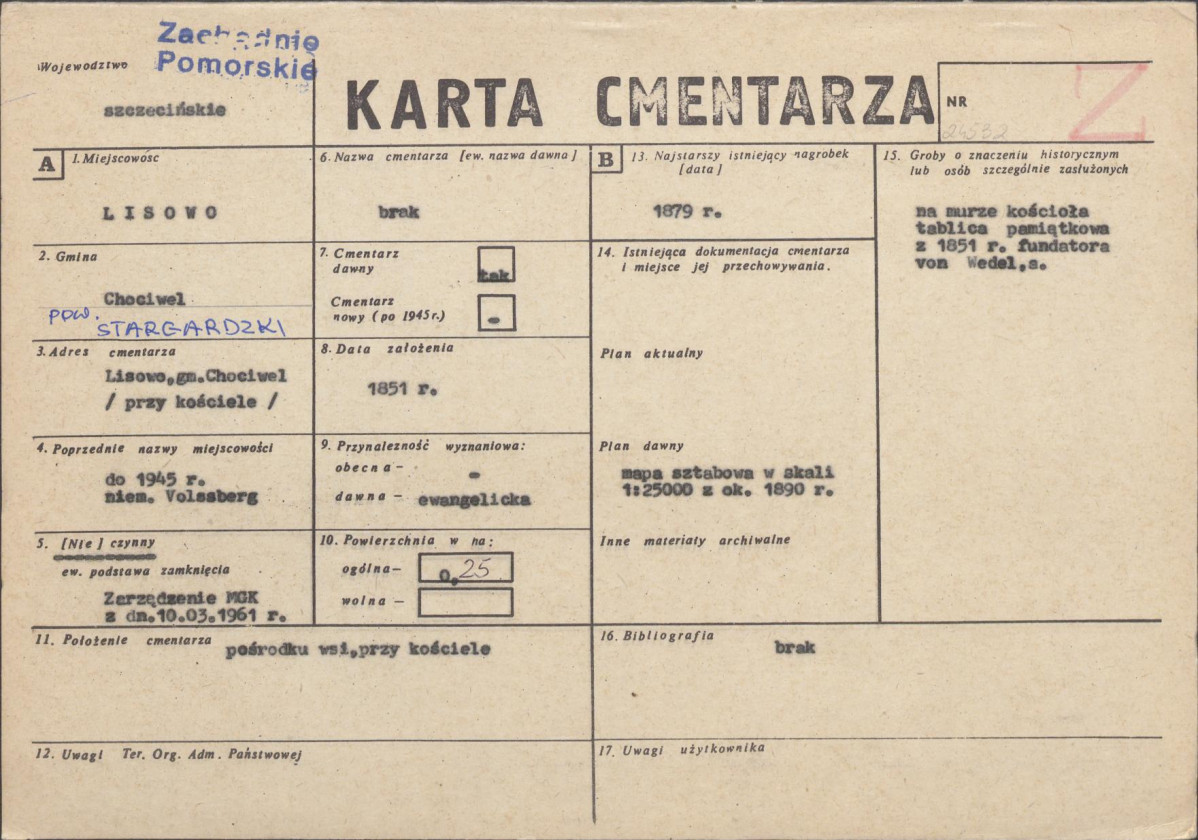 KC - Karta cmentarza, skan nr 1