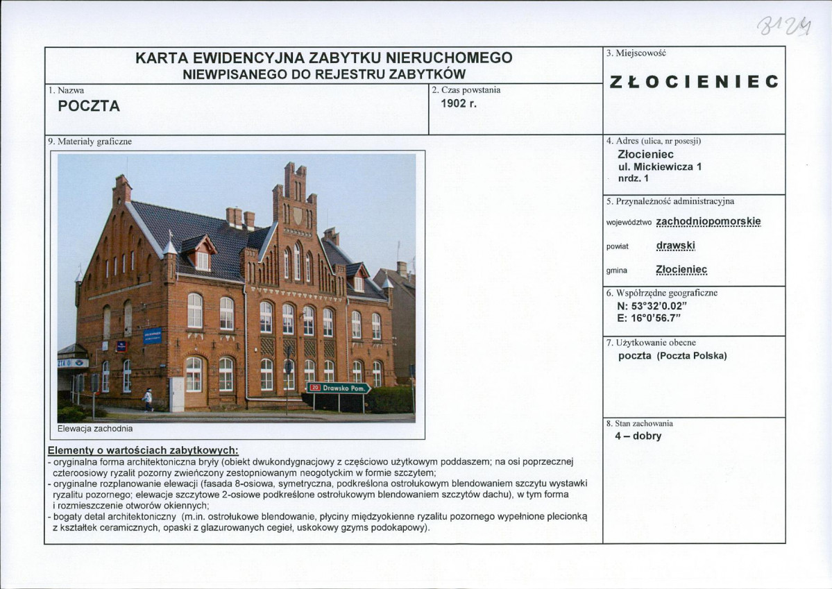 Karta obiektu niewpisanego do rejestru, skan nr 1