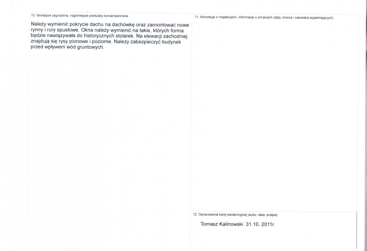 KEZN - Karta obiektu niewpisanego do rejestru, skan nr 2