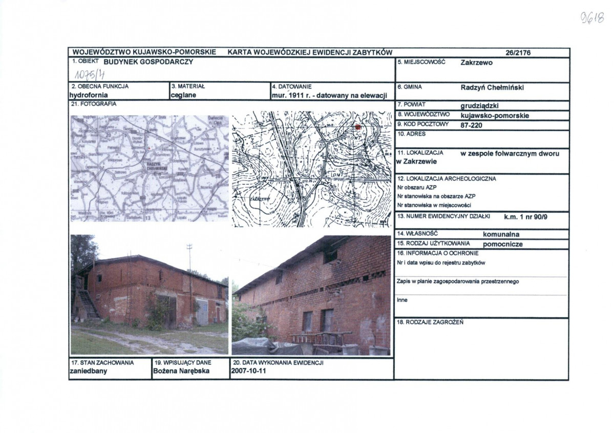 KEZN - Karta obiektu niewpisanego do rejestru, skan nr 1