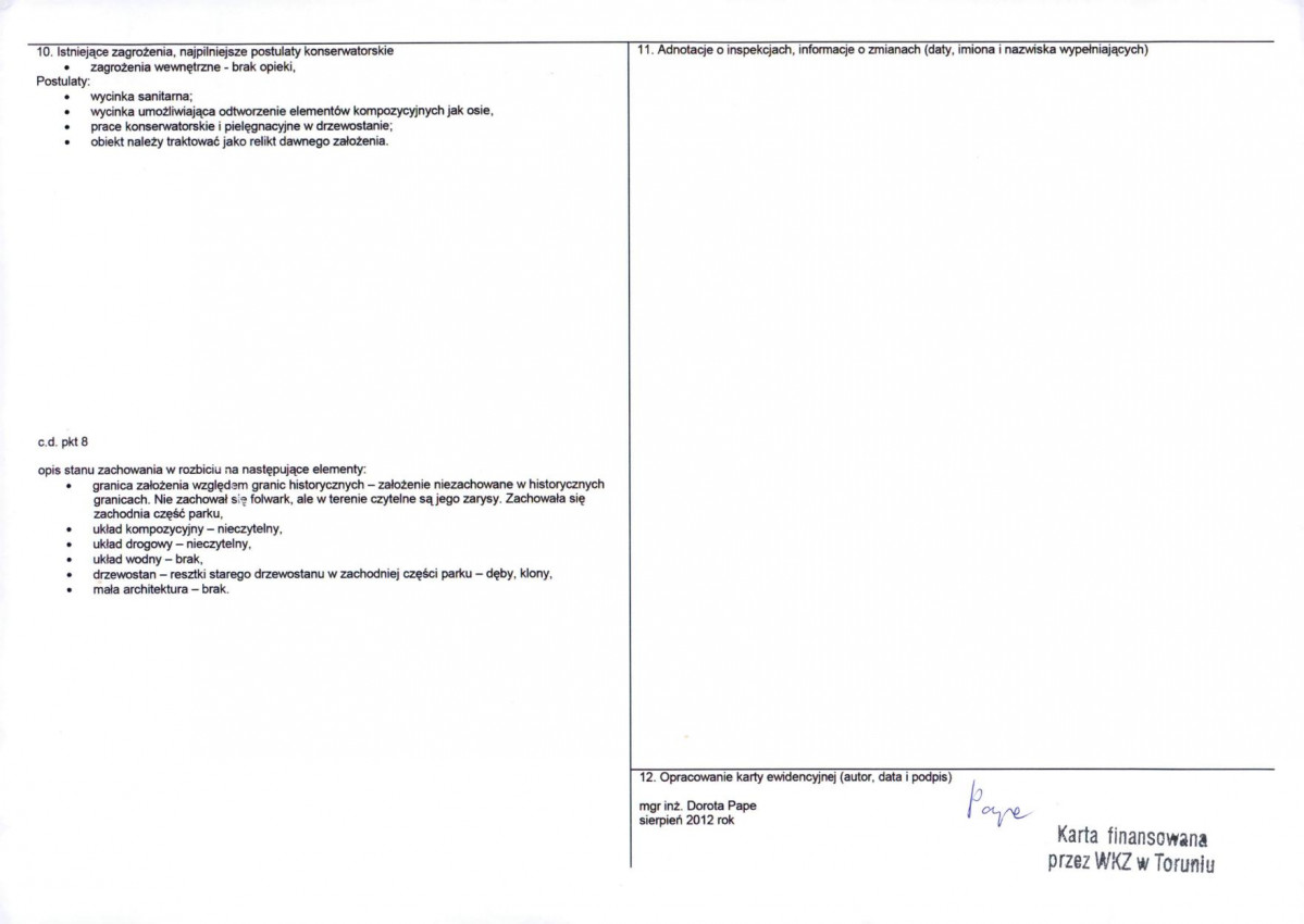 Karta obiektu niewpisanego do rejestru, skan nr 2