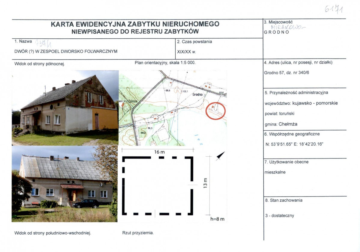 KEZN - Karta obiektu niewpisanego do rejestru, skan nr 1