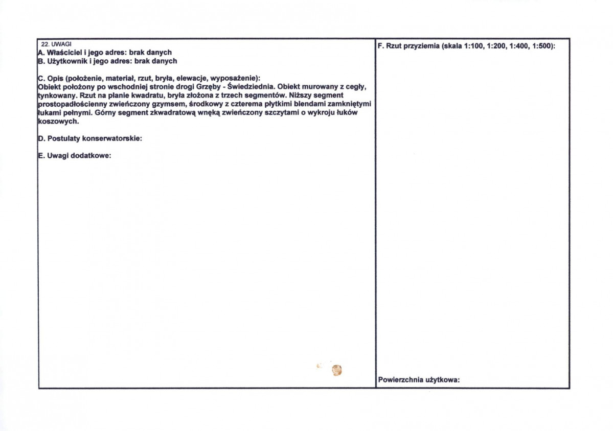 Karta obiektu niewpisanego do rejestru, skan nr 2