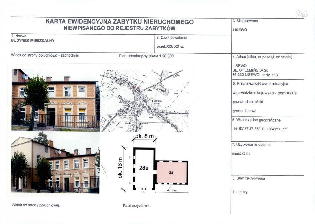 KEZN - Karta obiektu niewpisanego do rejestru, skan nr 1
