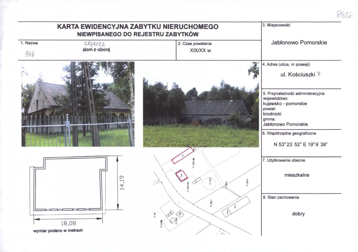 KEZN - Karta obiektu niewpisanego do rejestru, skan nr 1