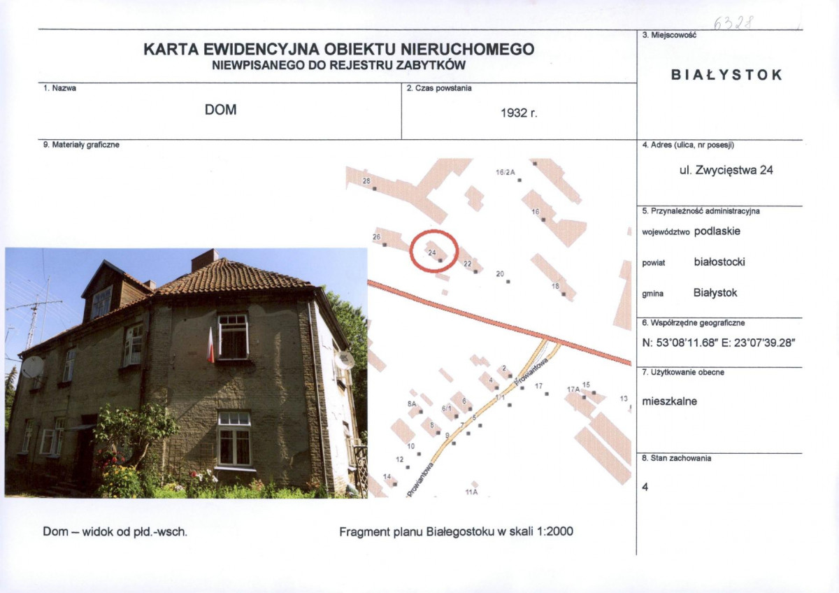 Karta obiektu niewpisanego do rejestru, skan nr 1
