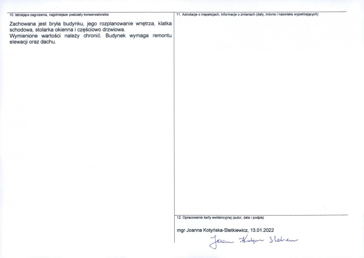 Karta obiektu niewpisanego do rejestru, skan nr 2