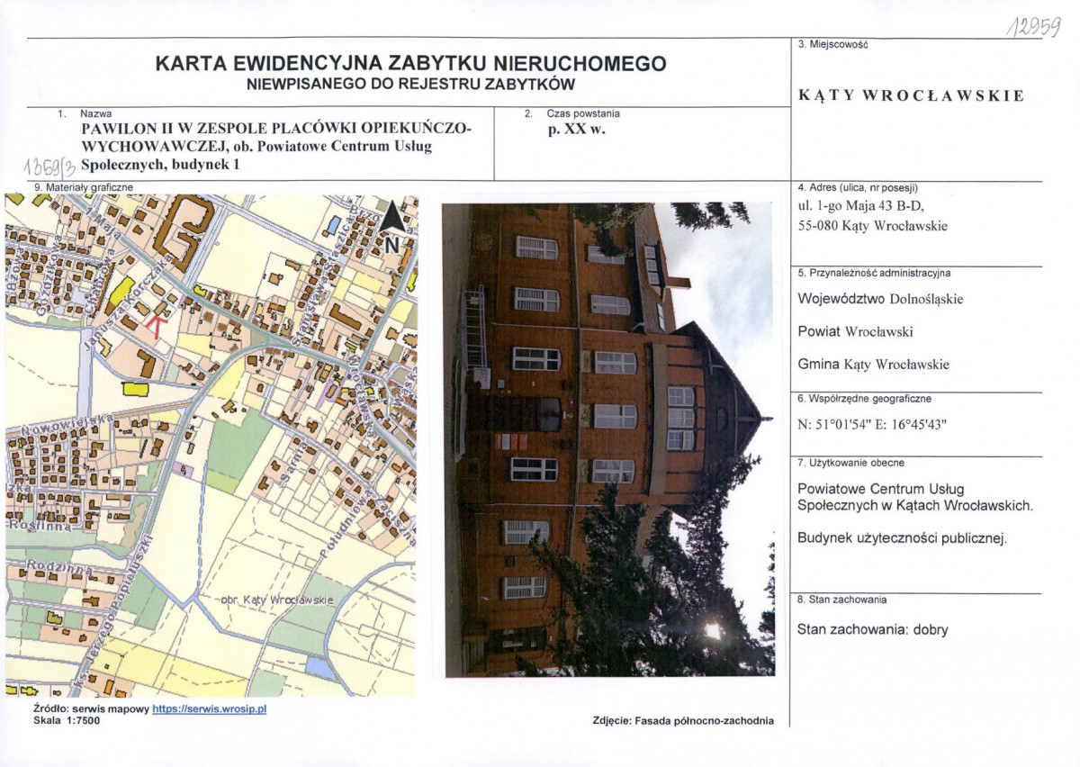 Karta obiektu niewpisanego do rejestru, skan nr 1