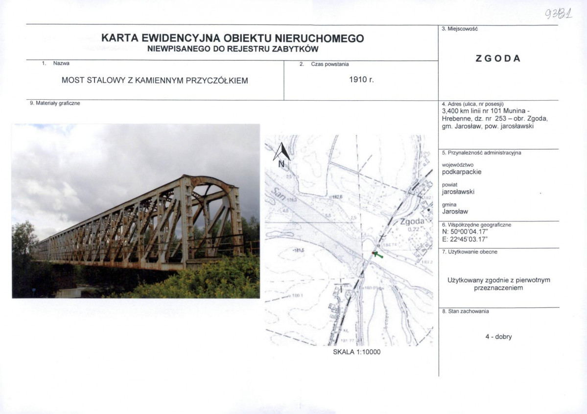 Karta obiektu niewpisanego do rejestru, skan nr 1