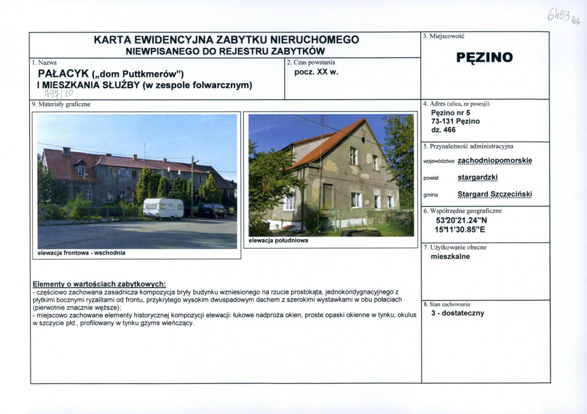 Karta obiektu niewpisanego do rejestru, skan nr 1