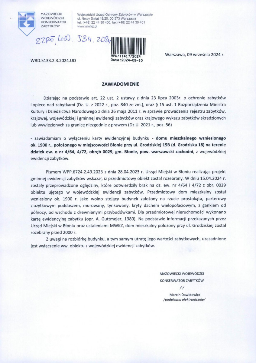 wyl - Wyłączenie z ewidencji, skan nr 1