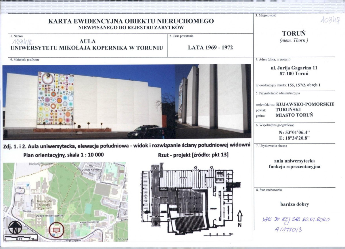 KEZN - Karta obiektu niewpisanego do rejestru, skan nr 1