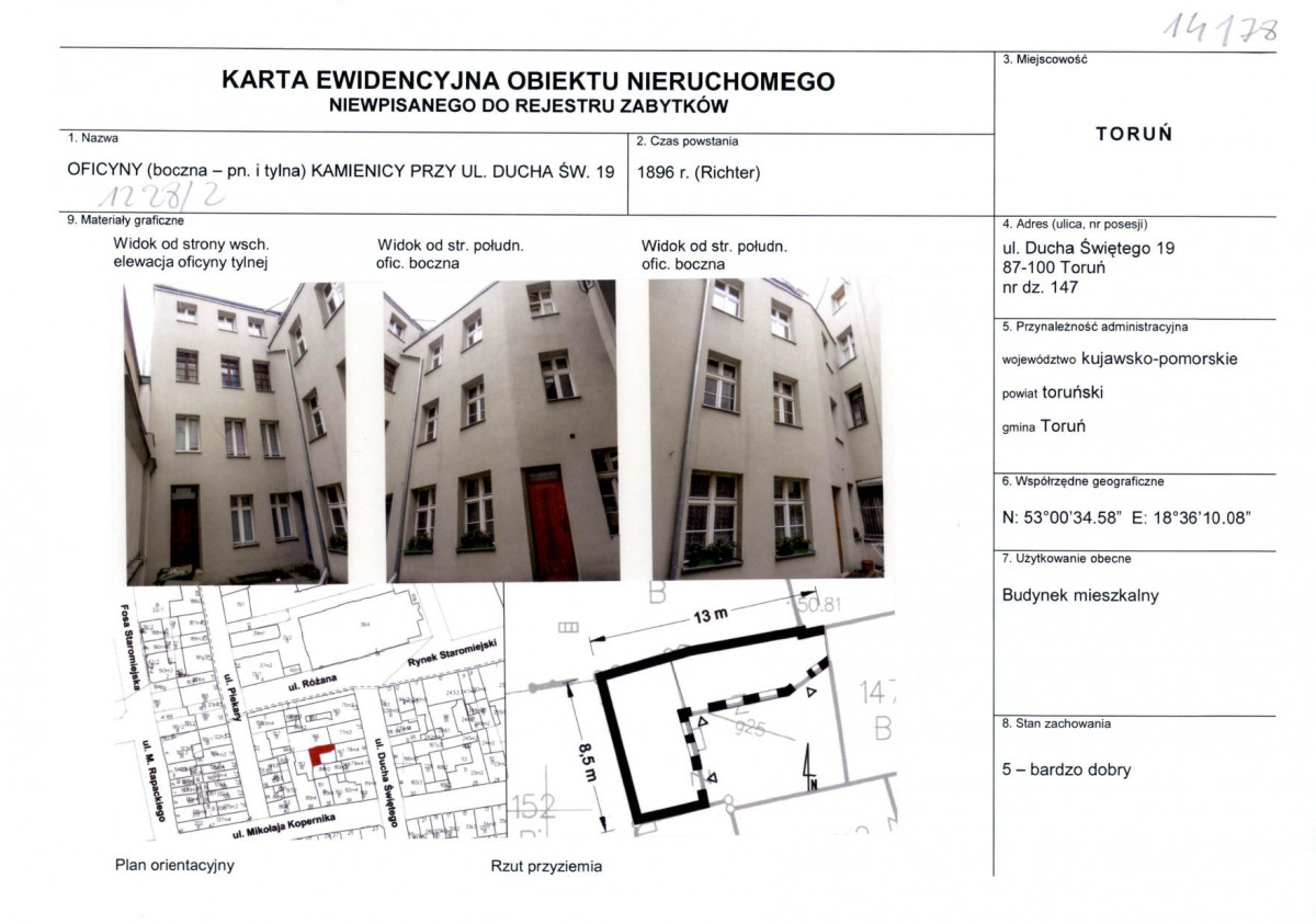 KEZN - Karta obiektu niewpisanego do rejestru, skan nr 1