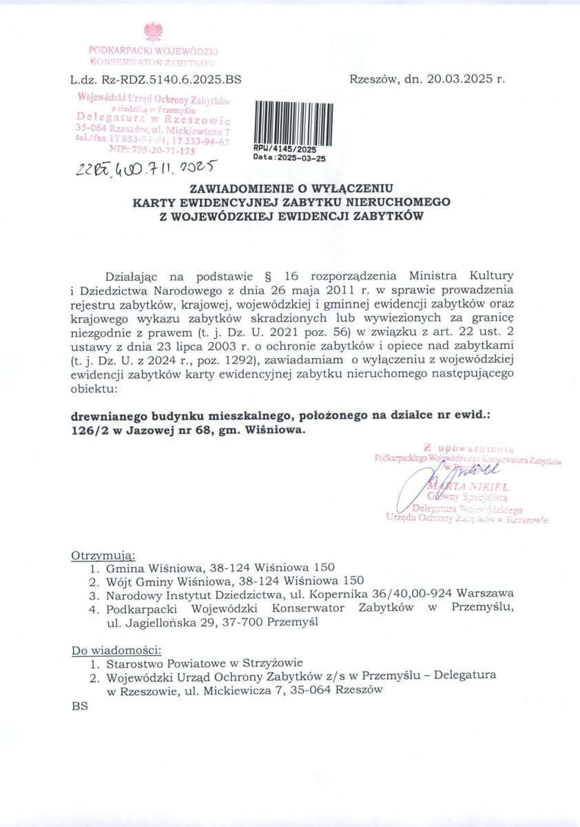 wyl - Wyłączenie z ewidencji, skan nr 1