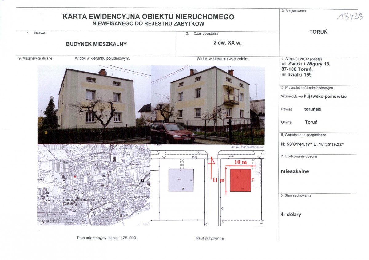 KEZN - Karta obiektu niewpisanego do rejestru, skan nr 1