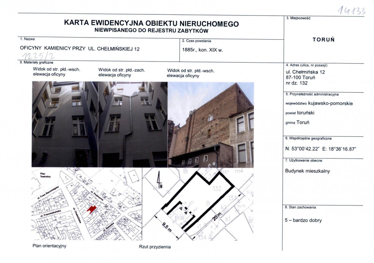 KEZN - Karta obiektu niewpisanego do rejestru, skan nr 1
