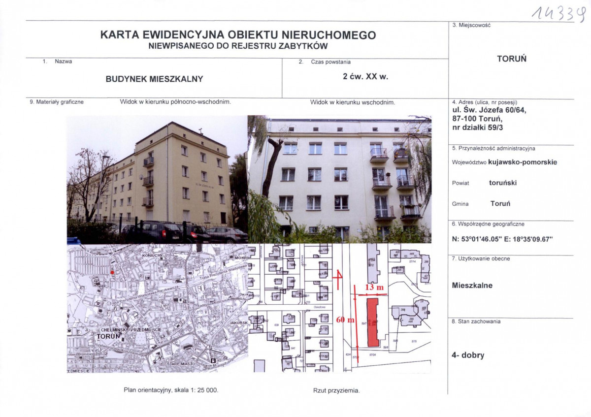 KEZN - Karta obiektu niewpisanego do rejestru, skan nr 1