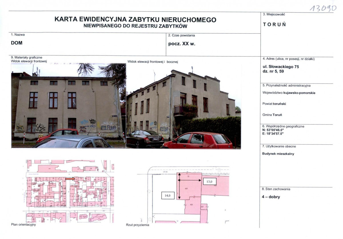 KEZN - Karta obiektu niewpisanego do rejestru, skan nr 1
