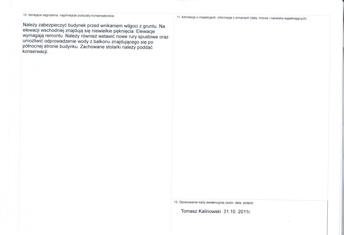 KEZN - Karta obiektu niewpisanego do rejestru, skan nr 2