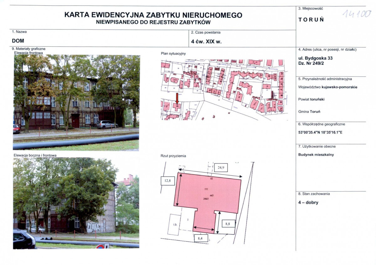KEZN - Karta obiektu niewpisanego do rejestru, skan nr 1
