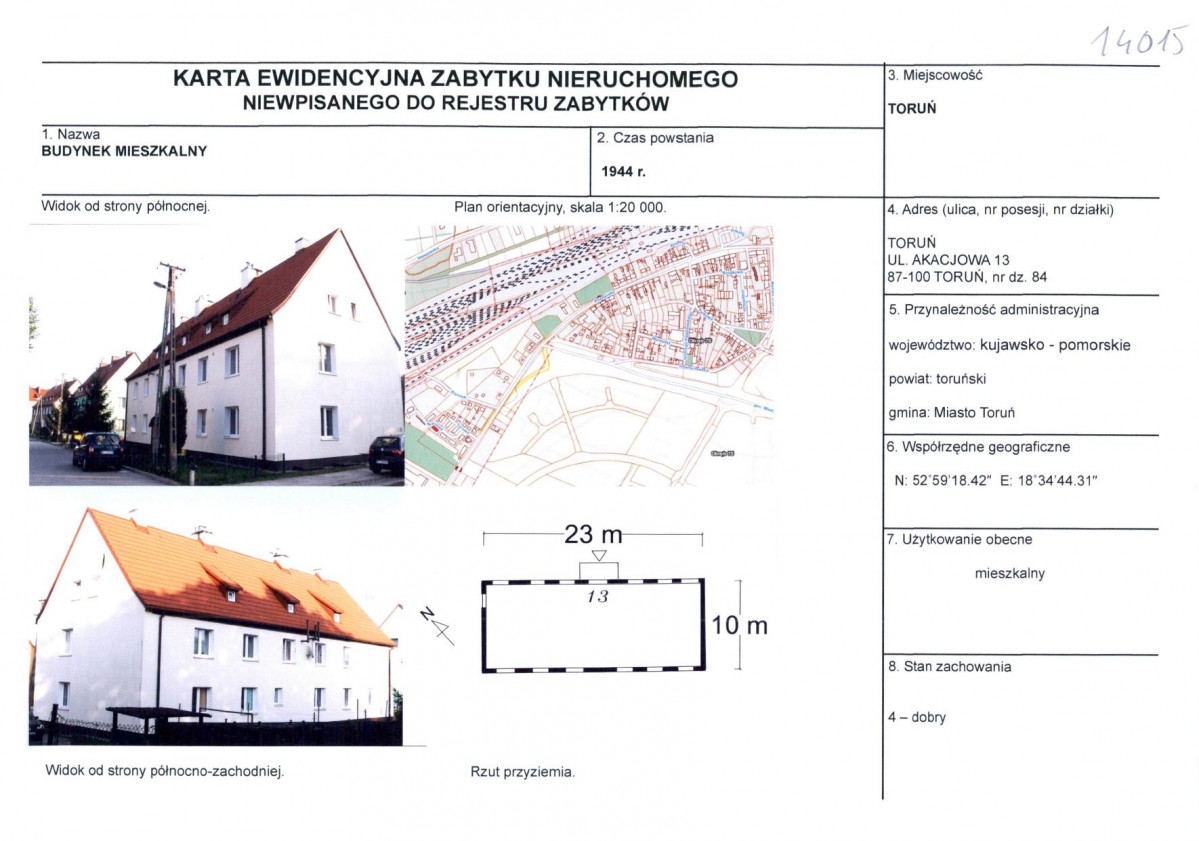 KEZN - Karta obiektu niewpisanego do rejestru, skan nr 1