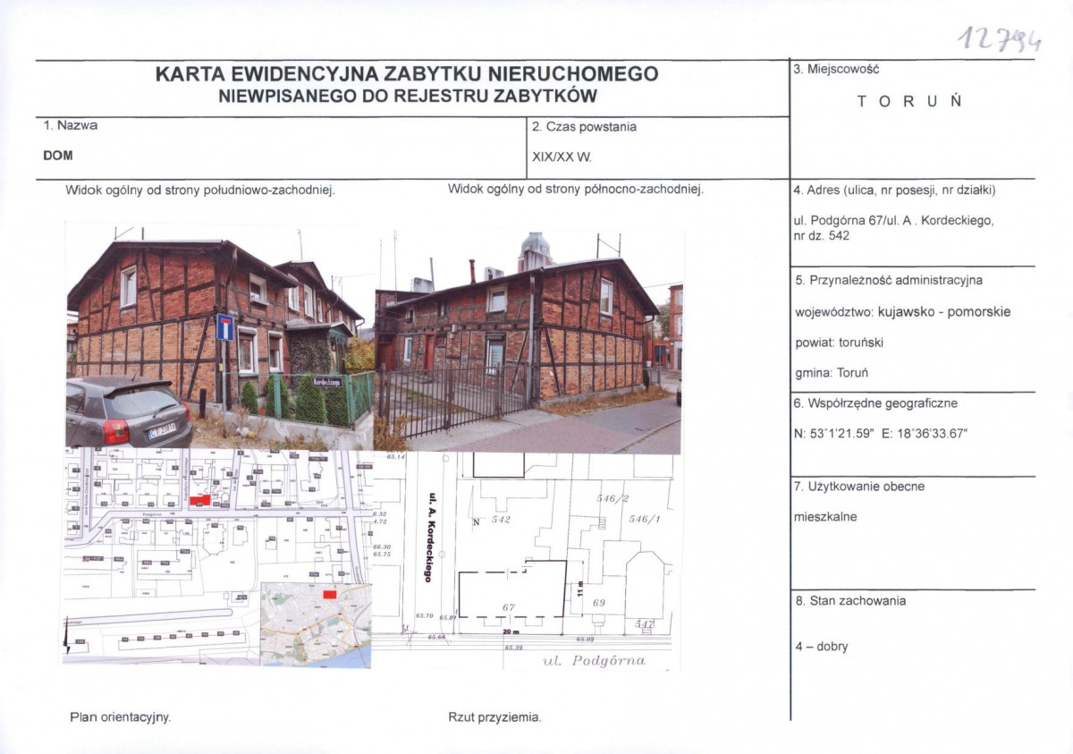 KEZN - Karta obiektu niewpisanego do rejestru, skan nr 1
