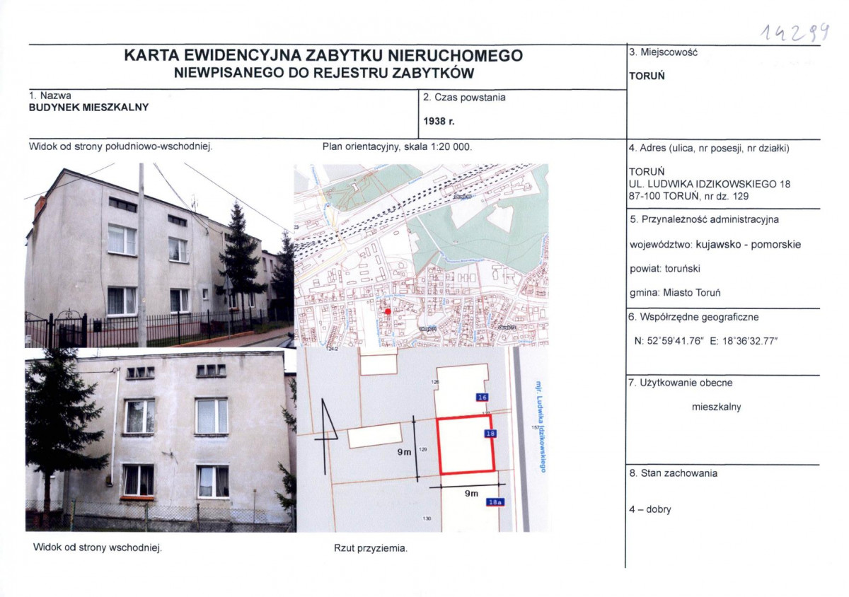 KEZN - Karta obiektu niewpisanego do rejestru, skan nr 1