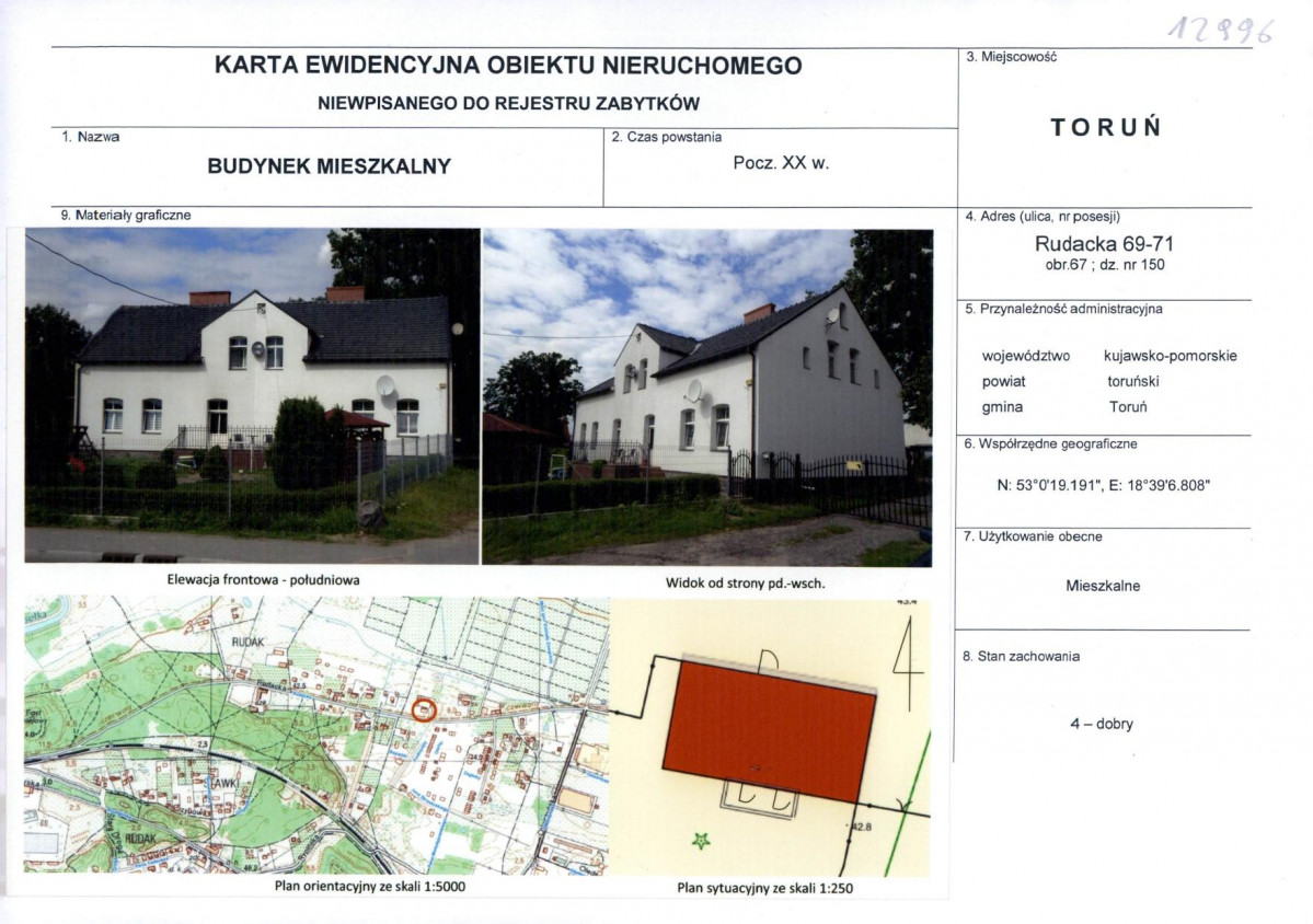 KEZN - Karta obiektu niewpisanego do rejestru, skan nr 1