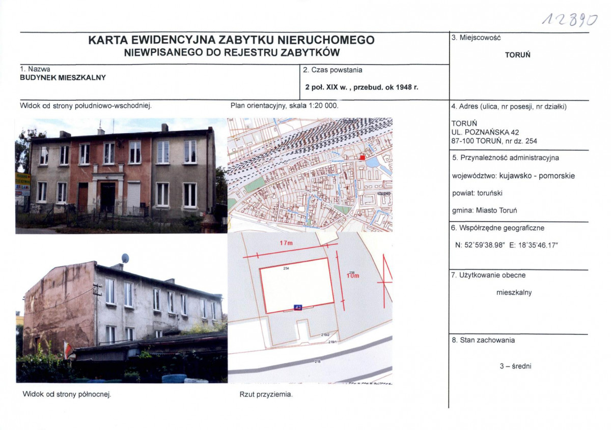 KEZN - Karta obiektu niewpisanego do rejestru, skan nr 1