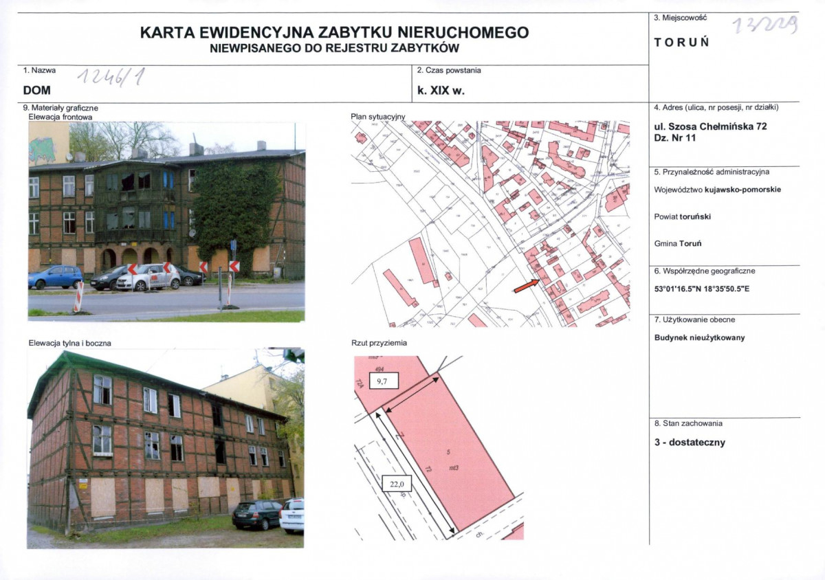 KEZN - Karta obiektu niewpisanego do rejestru, skan nr 1