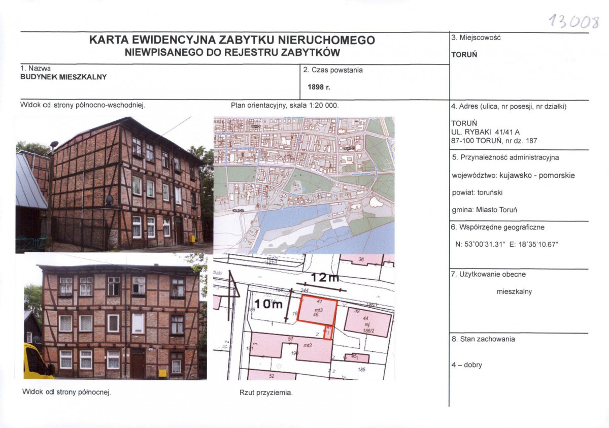 KEZN - Karta obiektu niewpisanego do rejestru, skan nr 1