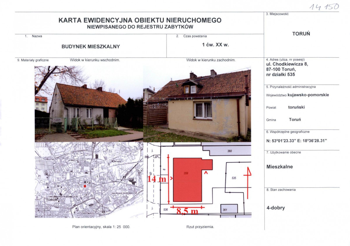 KEZN - Karta obiektu niewpisanego do rejestru, skan nr 1