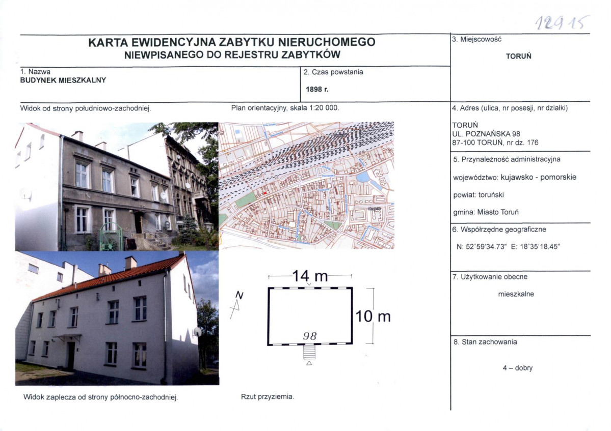 KEZN - Karta obiektu niewpisanego do rejestru, skan nr 1